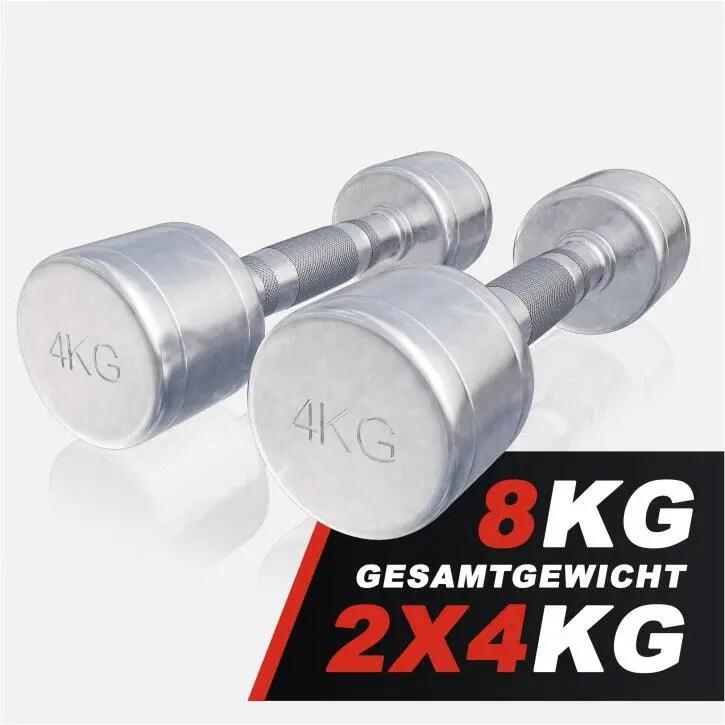 Hantla chromowana 2x4 kg- Komplet hantle stałe profesjonalne Gorilla Sports 6/10