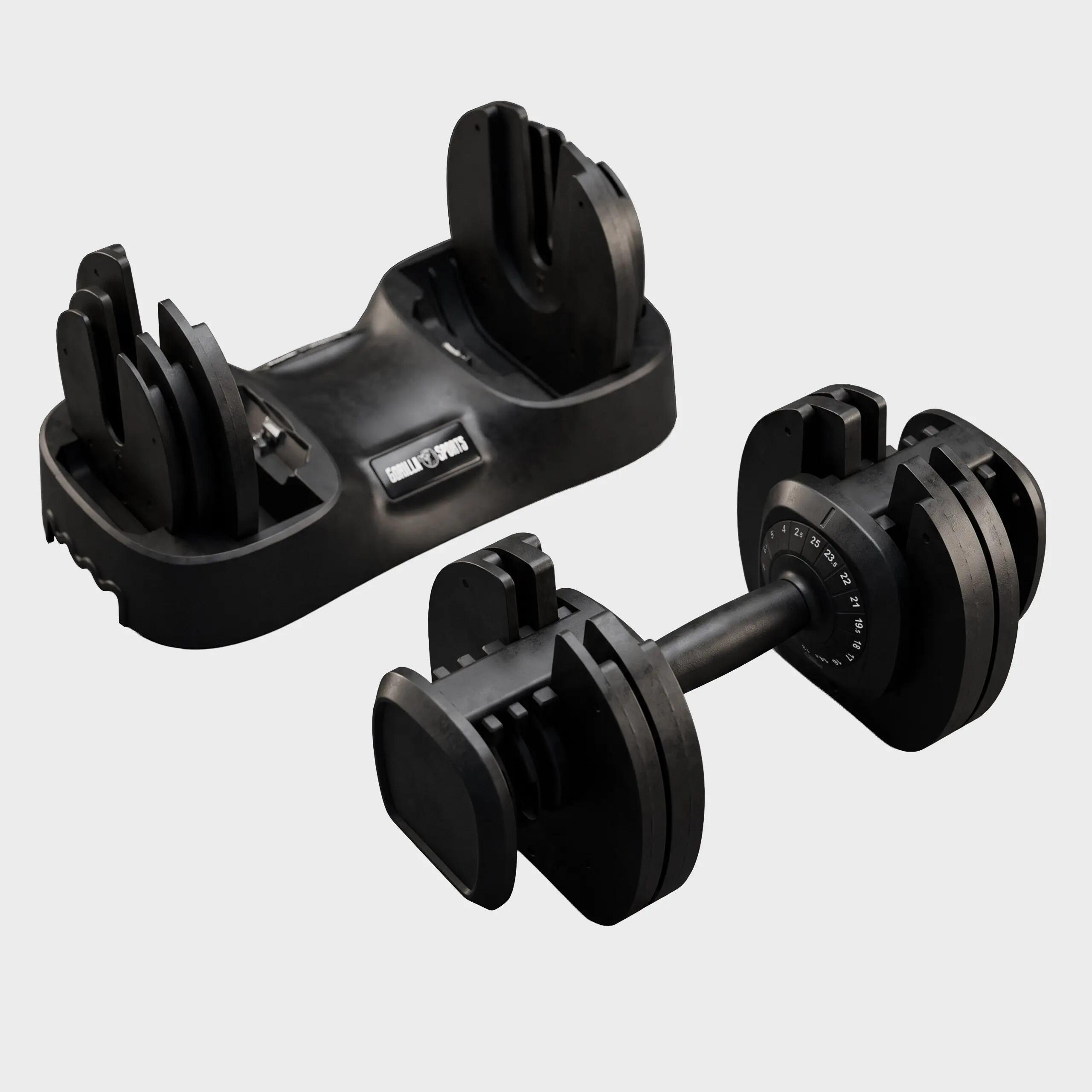 Haltère réglable 2,5 à 25 kg, 18 paliers, plateau de rangement inclus 3/7
