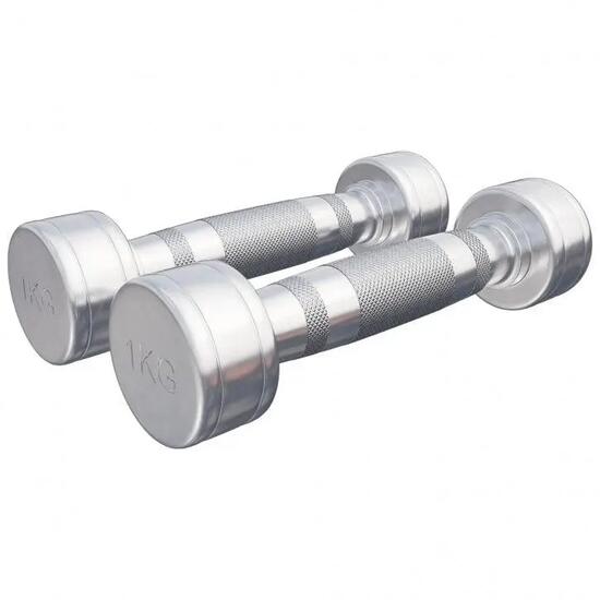 Haltères chromés GORILLA SPORTS acier monobloc poignée moletée