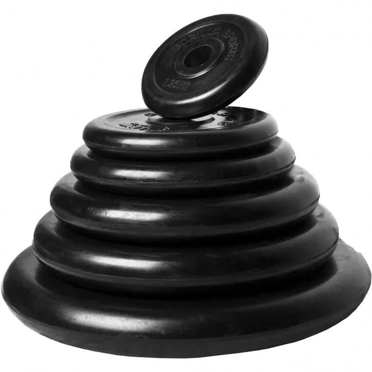 Haltères Gorilla Sports 30 kg caoutchouc Ø30 mm barres moletées 11/15