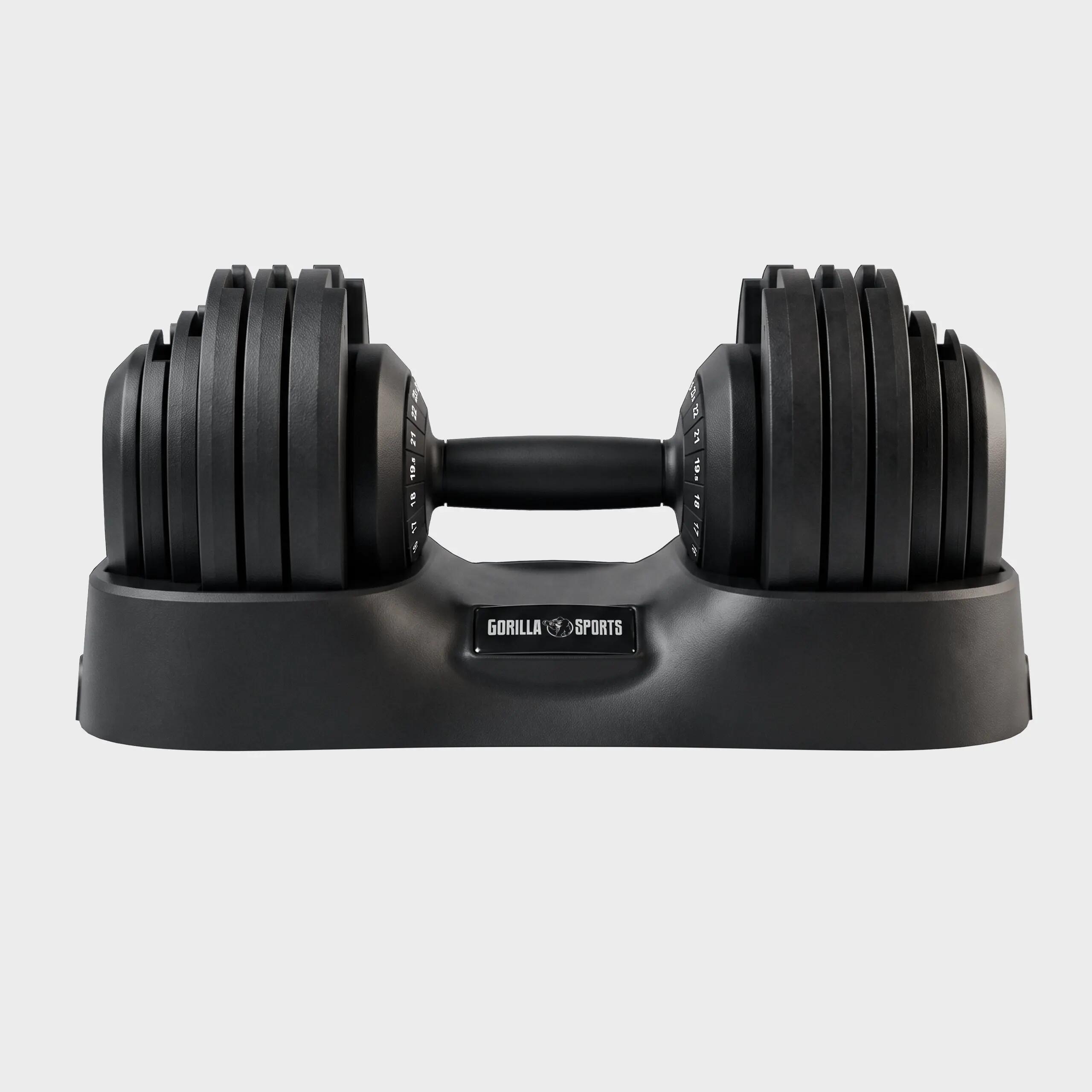 Haltère réglable 2,5 à 25 kg, 18 paliers, plateau de rangement inclus 2/7