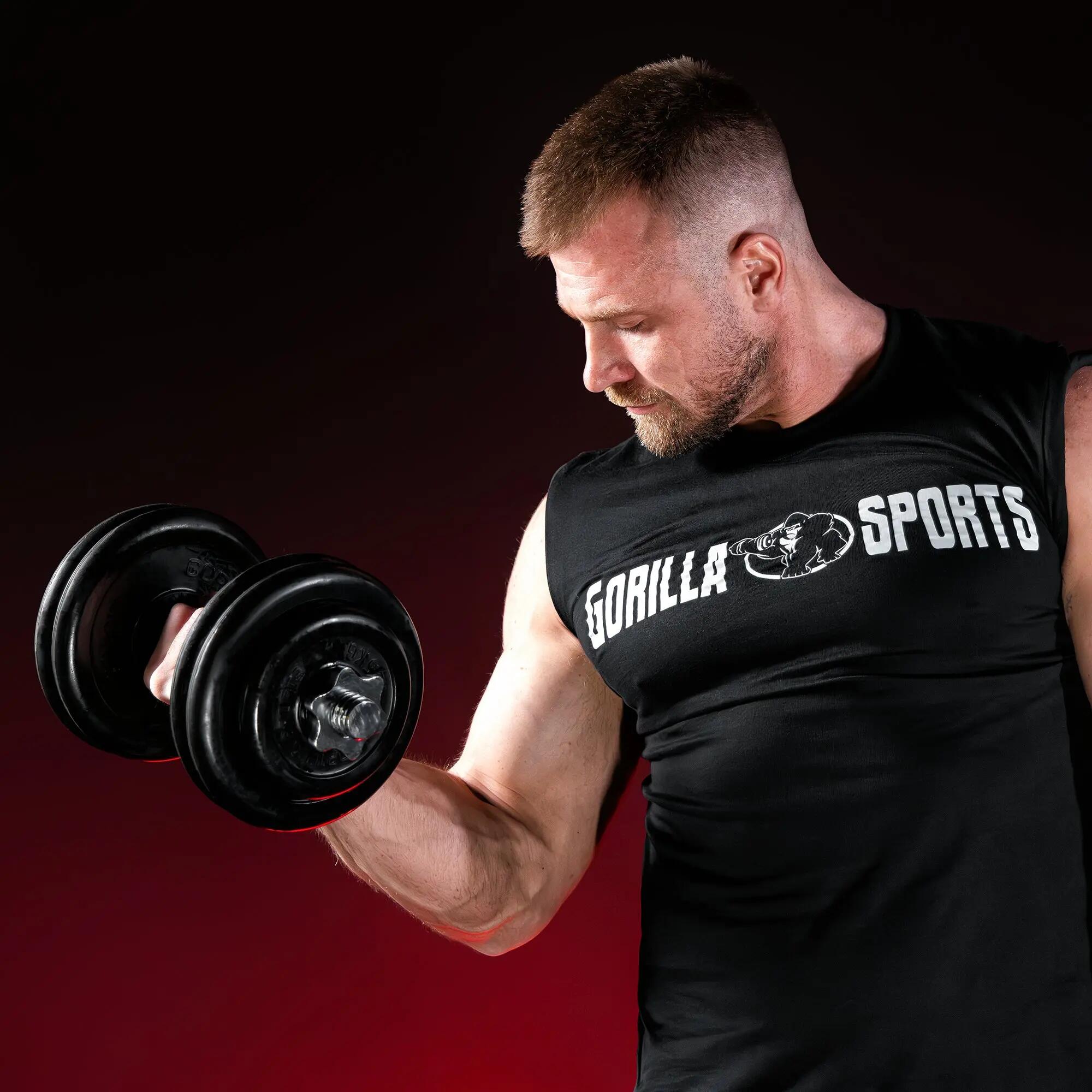 Haltères Gorilla Sports 30 kg caoutchouc Ø30 mm barres moletées 2/15