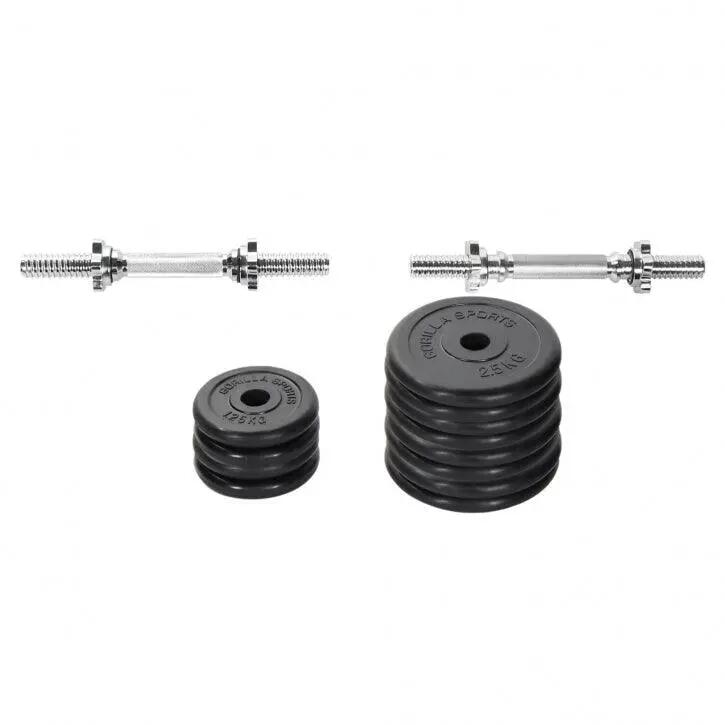 Haltères Gorilla Sports 30 kg caoutchouc Ø30 mm barres moletées 13/15