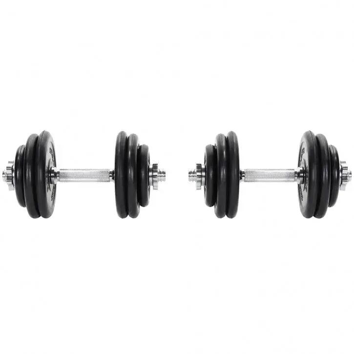 Haltères Gorilla Sports 30 kg caoutchouc Ø30 mm barres moletées 12/15