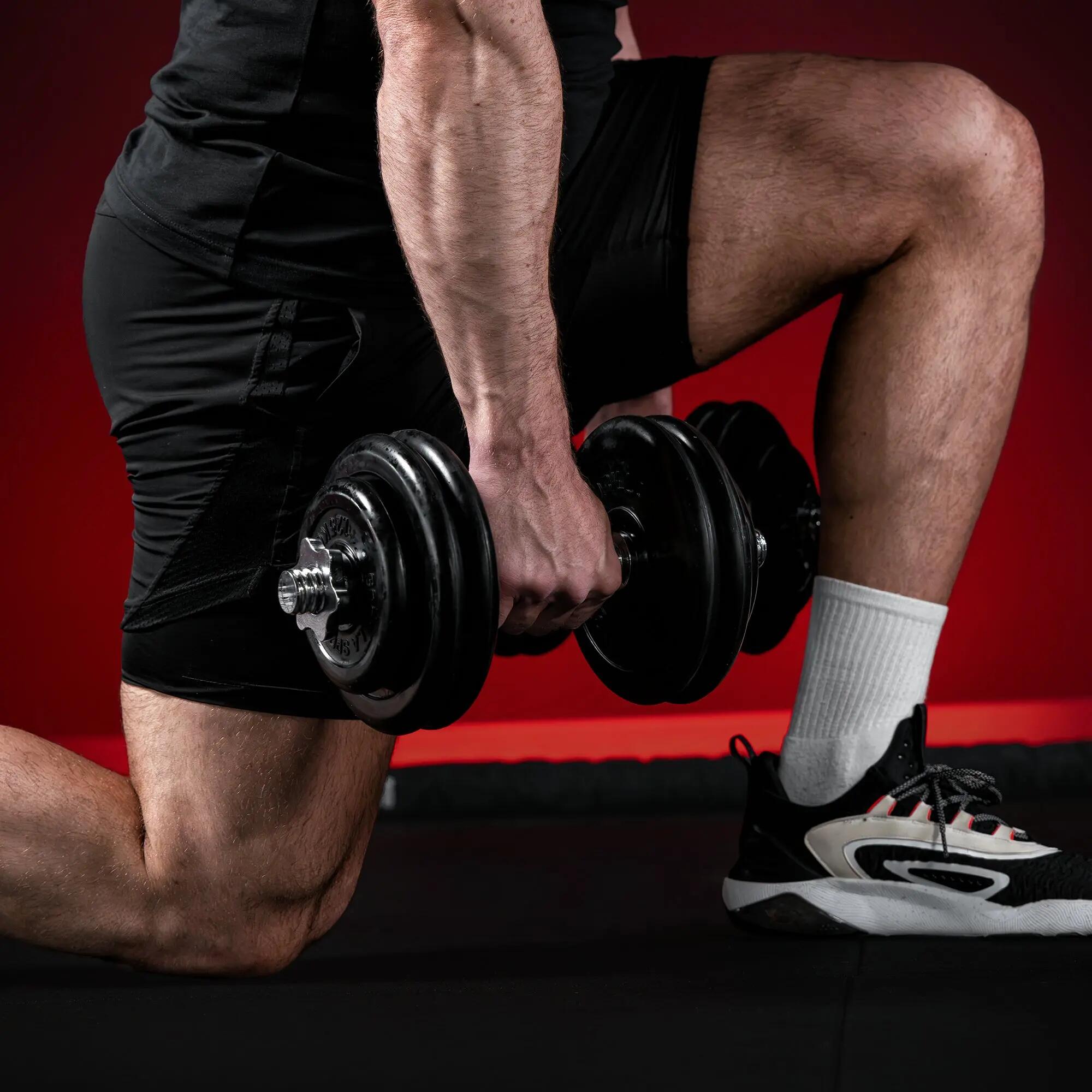 Haltères Gorilla Sports 30 kg caoutchouc Ø30 mm barres moletées 10/15