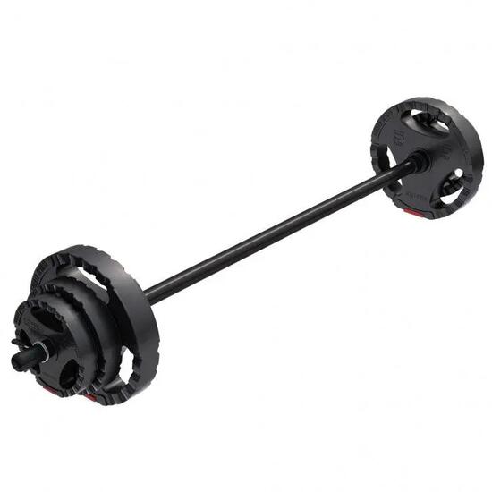 Haltère aérobic Gorilla Sports 20 kg barre 130 cm plastique poignée