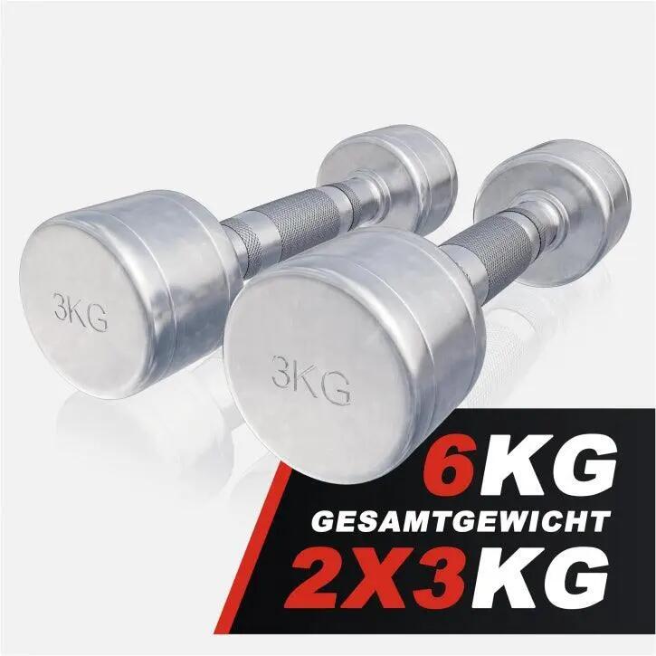 Hantla chromowana 2x3 kg - Komplet hantle stałe profesjonalne Gorilla Sports 6/10