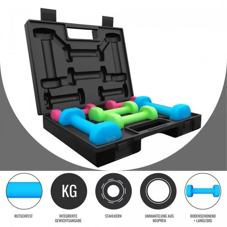 Dumbellset - Halterset - Aerobic - 12 kg - In koffer 3/15