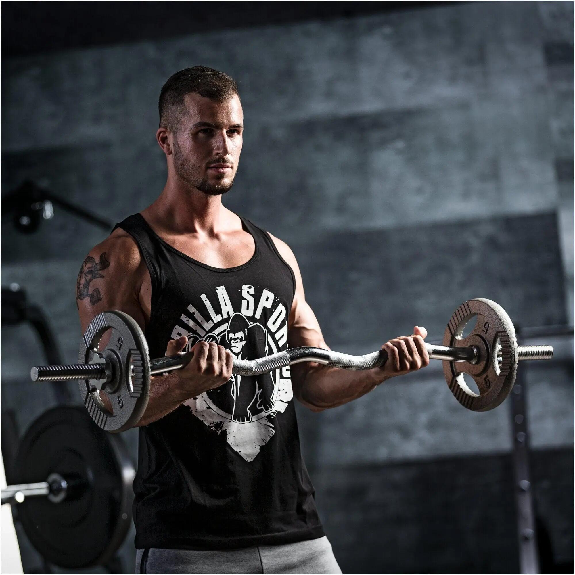 SET D'HALTERES AVEC DISQUES POIGNÉES GRIP + BARRE CURL 35 KG | MUSCULATION 2/7
