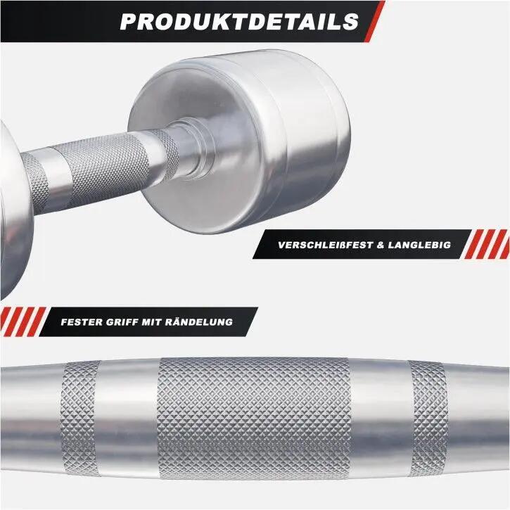 Dumbellset 14 kg - 2x7 kg - Halterset - Vaste dumbbells - Chroom 5/10
