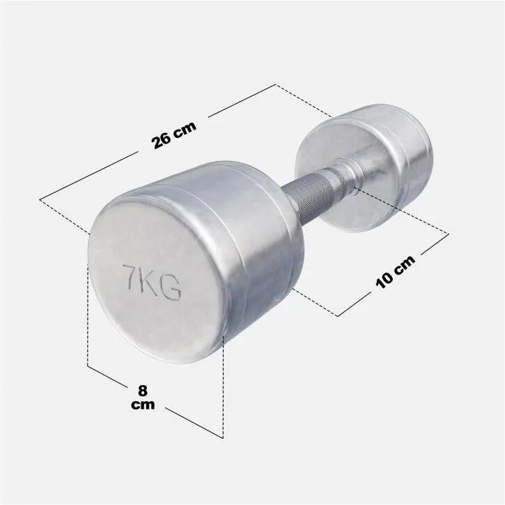 Dumbellset 14 kg - 2x7 kg - Halterset - Vaste dumbbells - Chroom 4/10