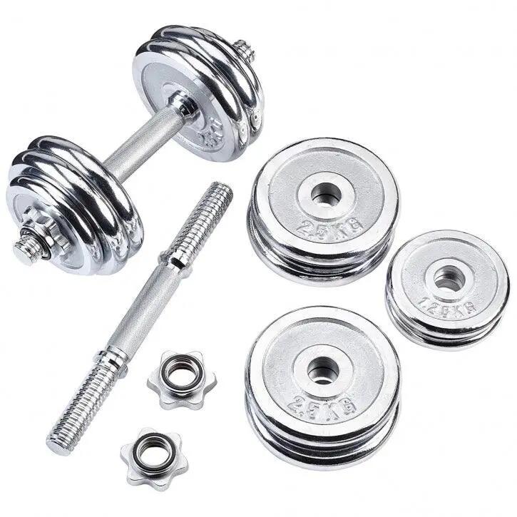 KIT HALTÈRES COURT DE 30 KG AVEC DISQUES CHROMÉS | MUSCULATION | 30MM/31MM 10/15