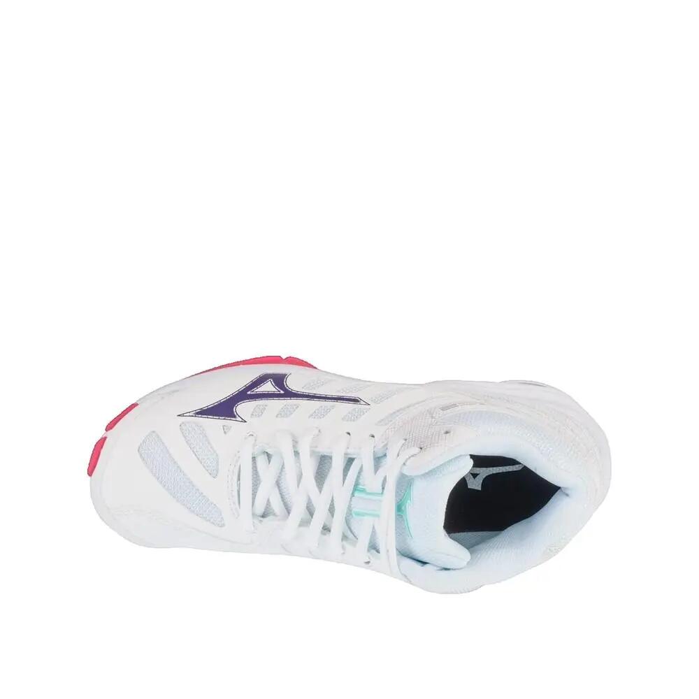 Chaussures de volley Mizuno Wave Voltage 2 Mid Blanc/Violet Indigo/Rose Camélia 3/3