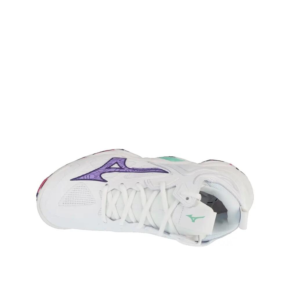 Chaussures de volley Mizuno Wave Momentum 3 Mid Blanc/Violet Indigo/Rose Camélia 3/3