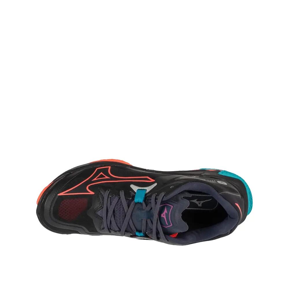 Chaussures de volley Mizuno Wave Lightning Z8 Noir/Flamme Néon/Peacock Bleu 3/3