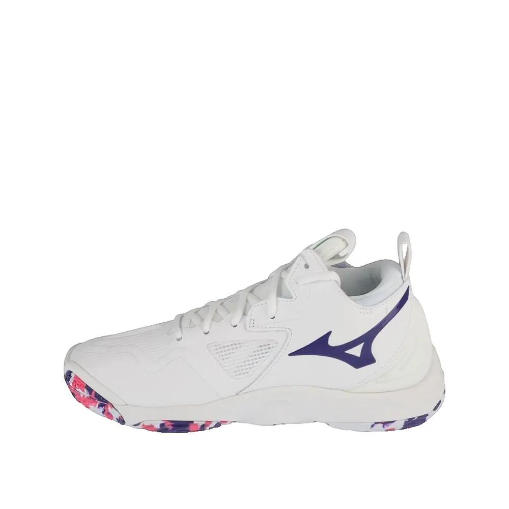 Chaussures de volley Mizuno Wave Momentum 3 Mid Blanc/Violet Indigo/Rose Camélia 2/3