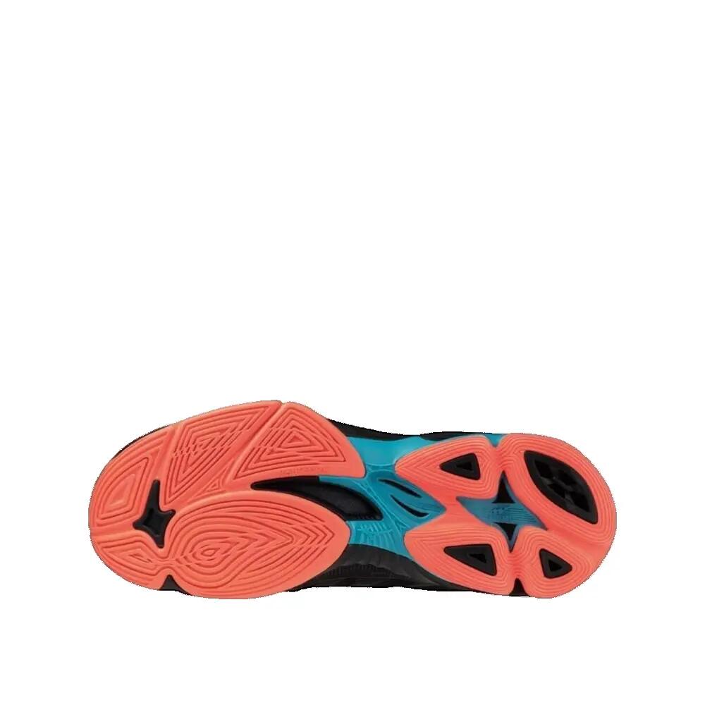 Mizuno Wave Voltage 2 Schoenen voor volleybal Zwart/Vlam Neon/Blauw-Pauwen 2/2
