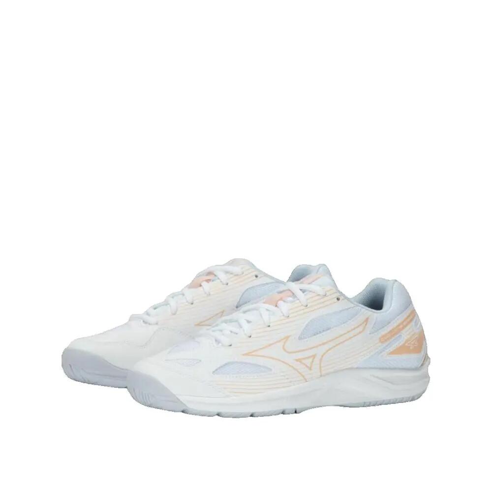 Zapatos de vóleibol Mizuno Cyclone Speed 4 Blanco/Durazno Perfecto/Azul Halógeno 2/3