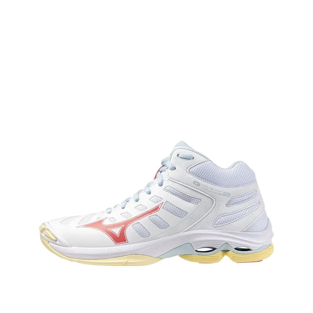 Calçado de voleibol Mizuno Wave Voltage 2 Mid Branca/Coral 2/6