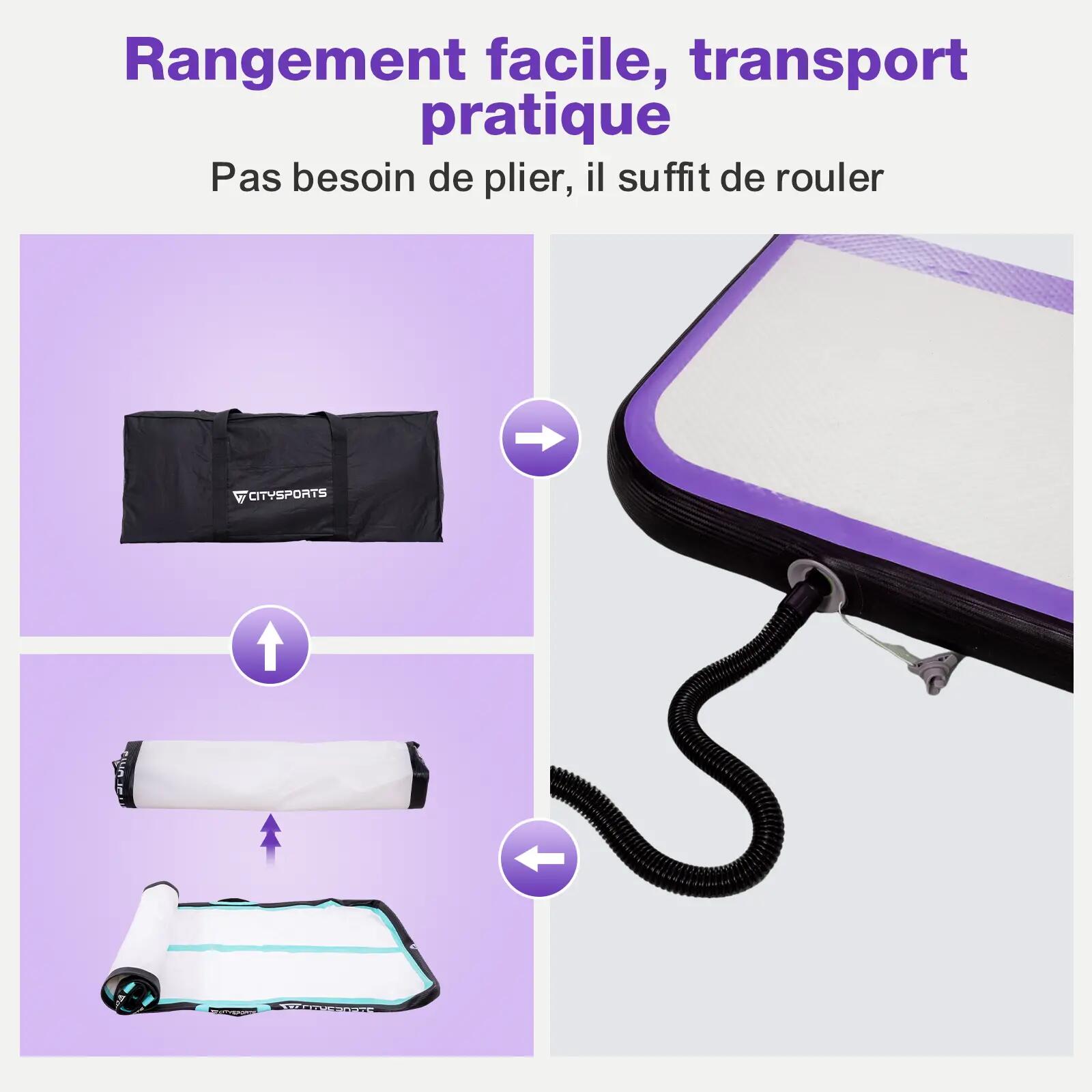 Tapis de gymnastique gonflable avec pompe électrique, Tapis d'air 5/6