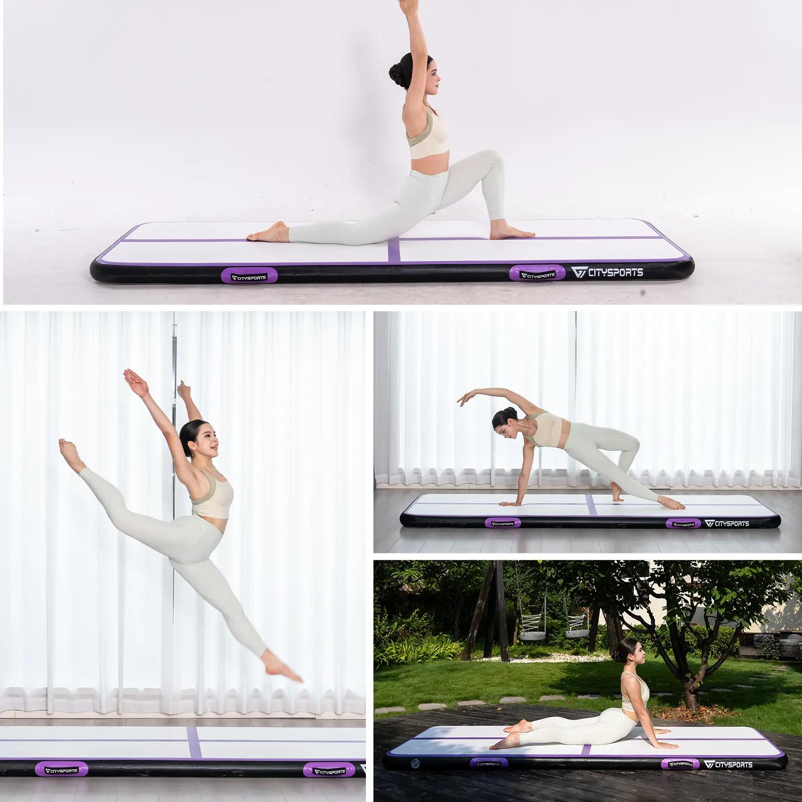 Tapis de gymnastique gonflable avec pompe électrique, Tapis d'air 4/6