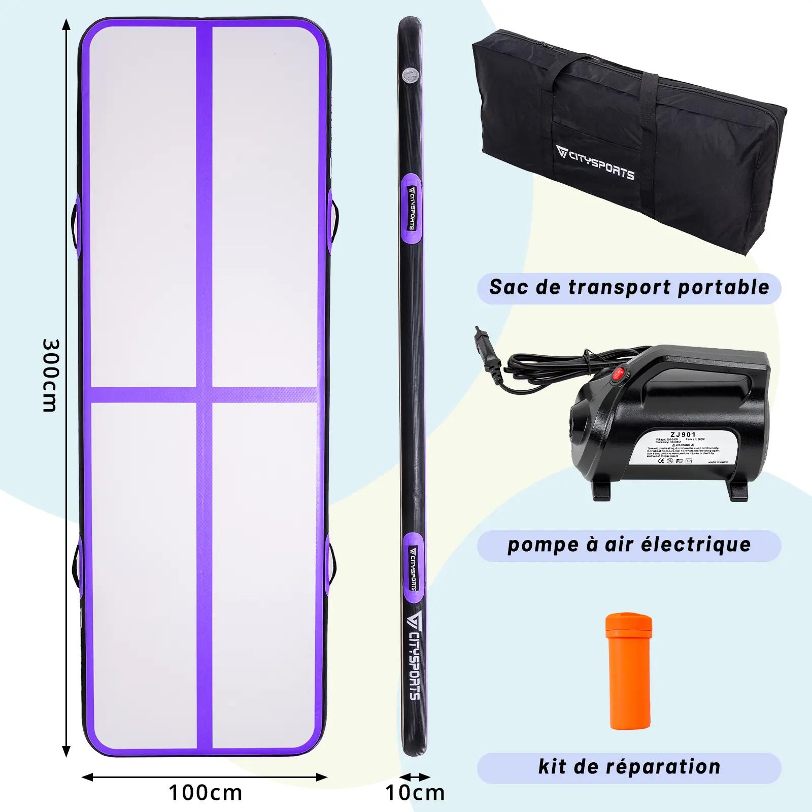 Tapis de gymnastique gonflable avec pompe électrique, Tapis d'air 2/6