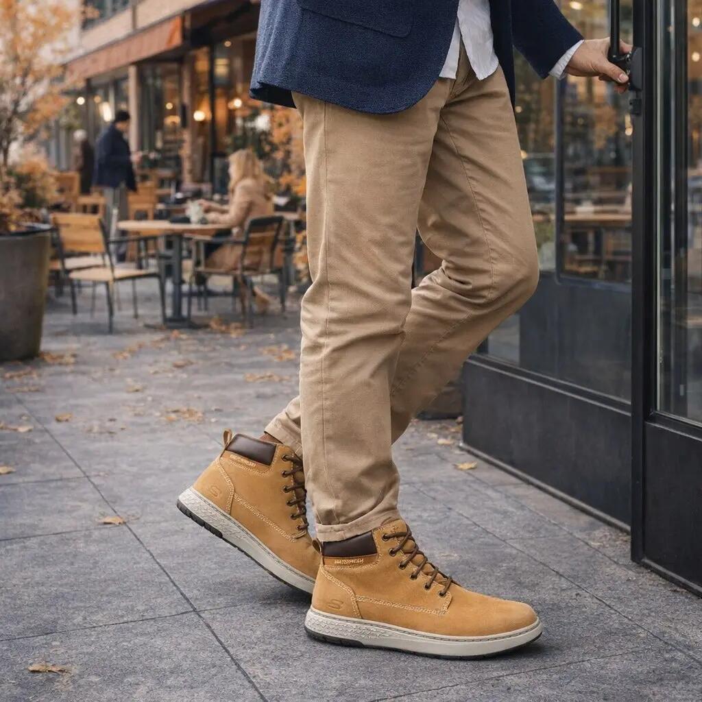Skechers Garlan - Deno MARRON JAUNE | Botín CUIR IMPERMÉABLE Cómodo 6/7