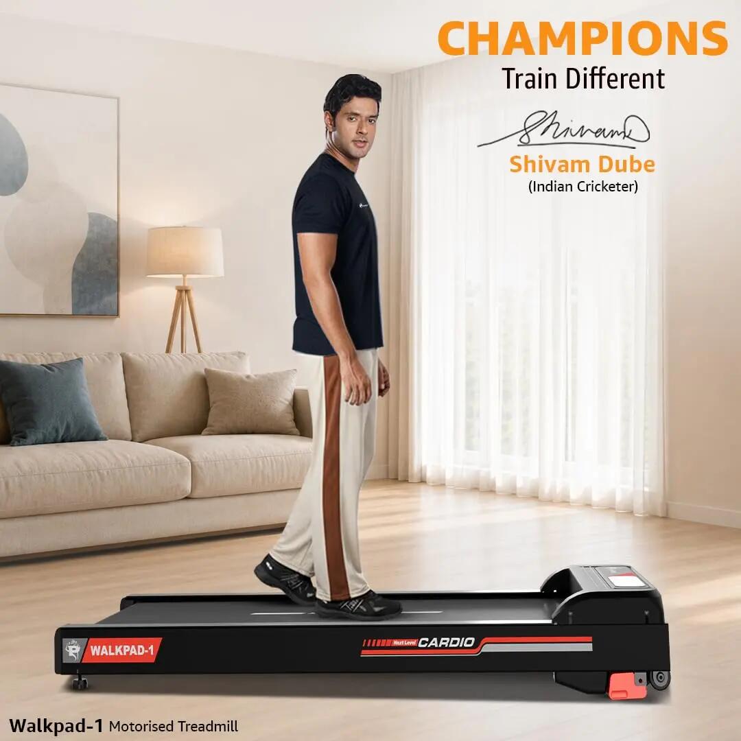 PowerMax Fitness WALKPAD-1 3HP Motorised Manual Incline Treadmill for Home & Office Use with Remote Control, Walking Pad for 900×400 MM Running Surface, 110KG Max User Weight, LED Display -  2