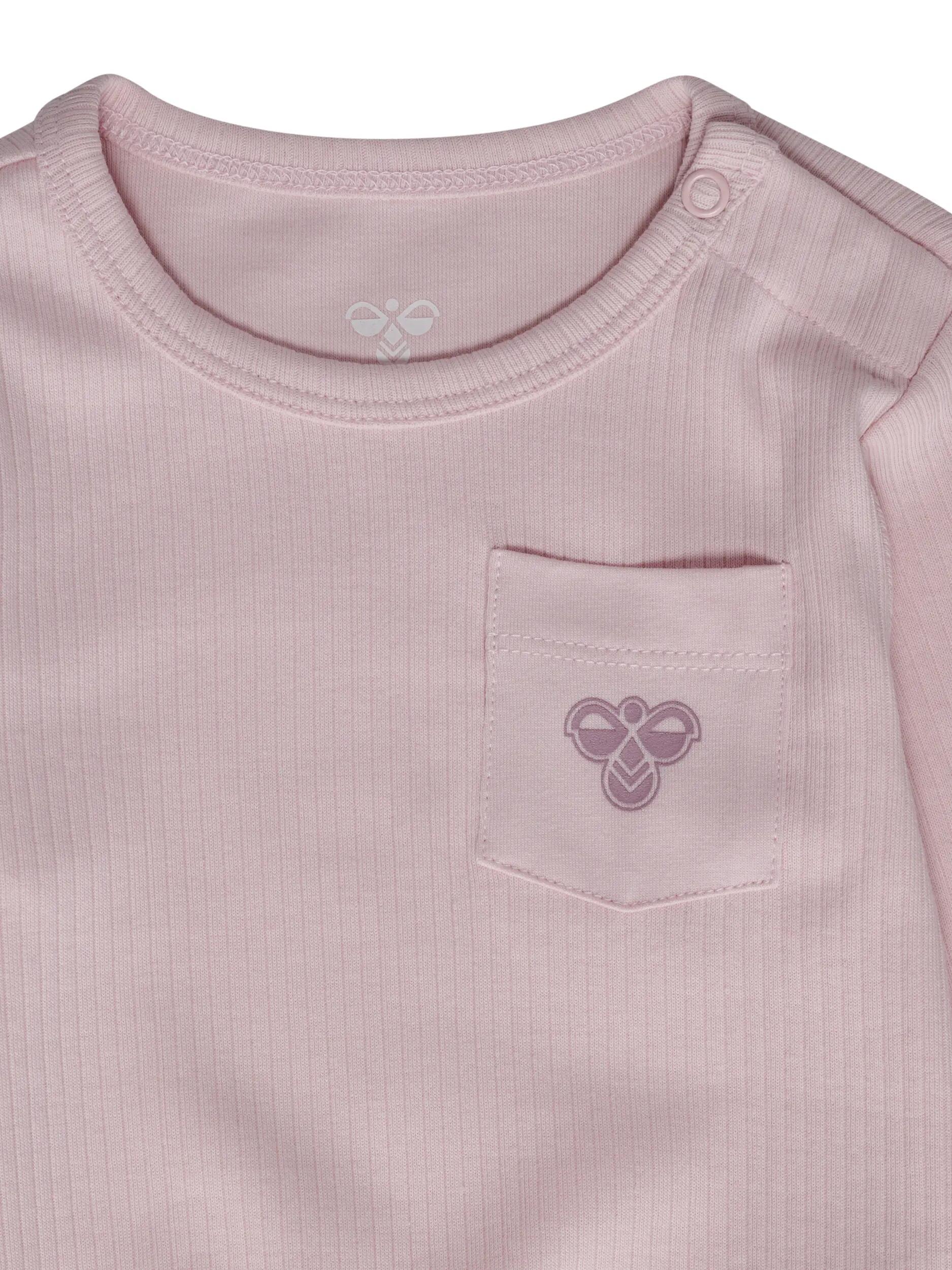 hummel body z długim rękawem w prążek z kieszonką - bawełna organiczna – PALE 3/4