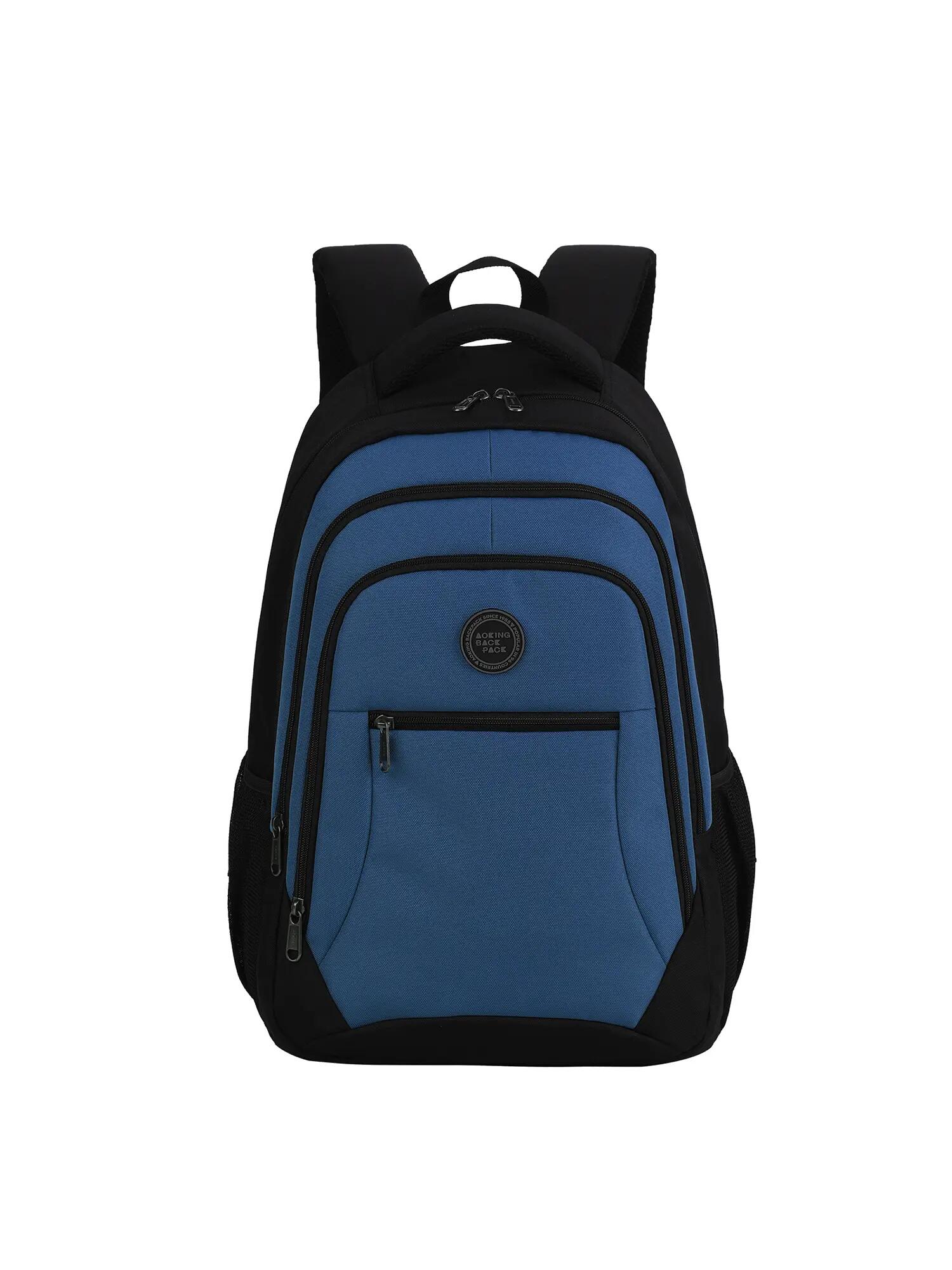 Aoking Rucksack Unisex Schwarz Blau - Polyester mit Reißverschluss und Fächern 1/6