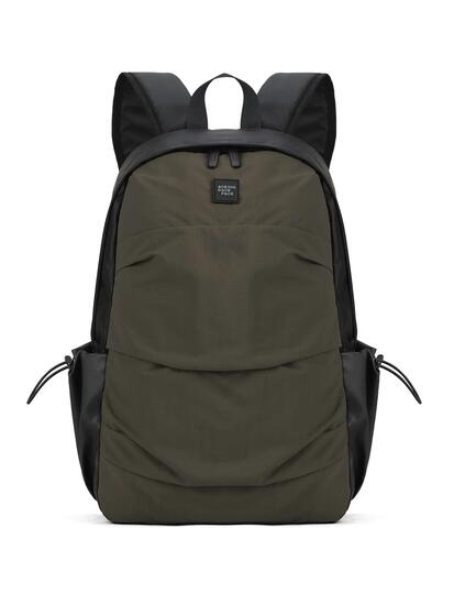 Sac à Dos Aoking Unisexe avec Fermeture Éclair - Polyester Noir Marron Vert