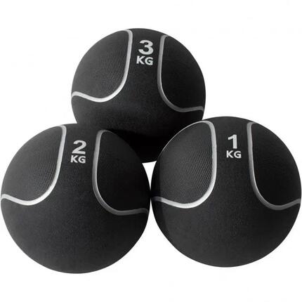 LOT 3 MEDECINE BALL NOIR ET GRIS | MUSCULATION | 1KG, 2KG ET 3KG