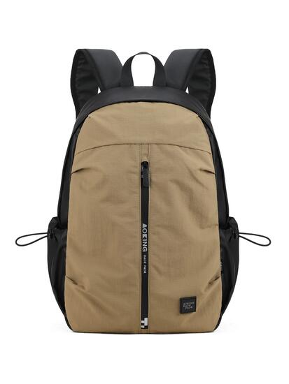 Sac à Dos Aoking Unisexe Marron et Noir - Polyester avec Fermeture Éclair