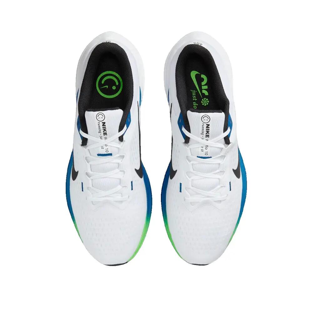 Chaussures de course Nike Air Winflo 10 Blanc/Noir-Bleu étoile-Vert frapper 3/5
