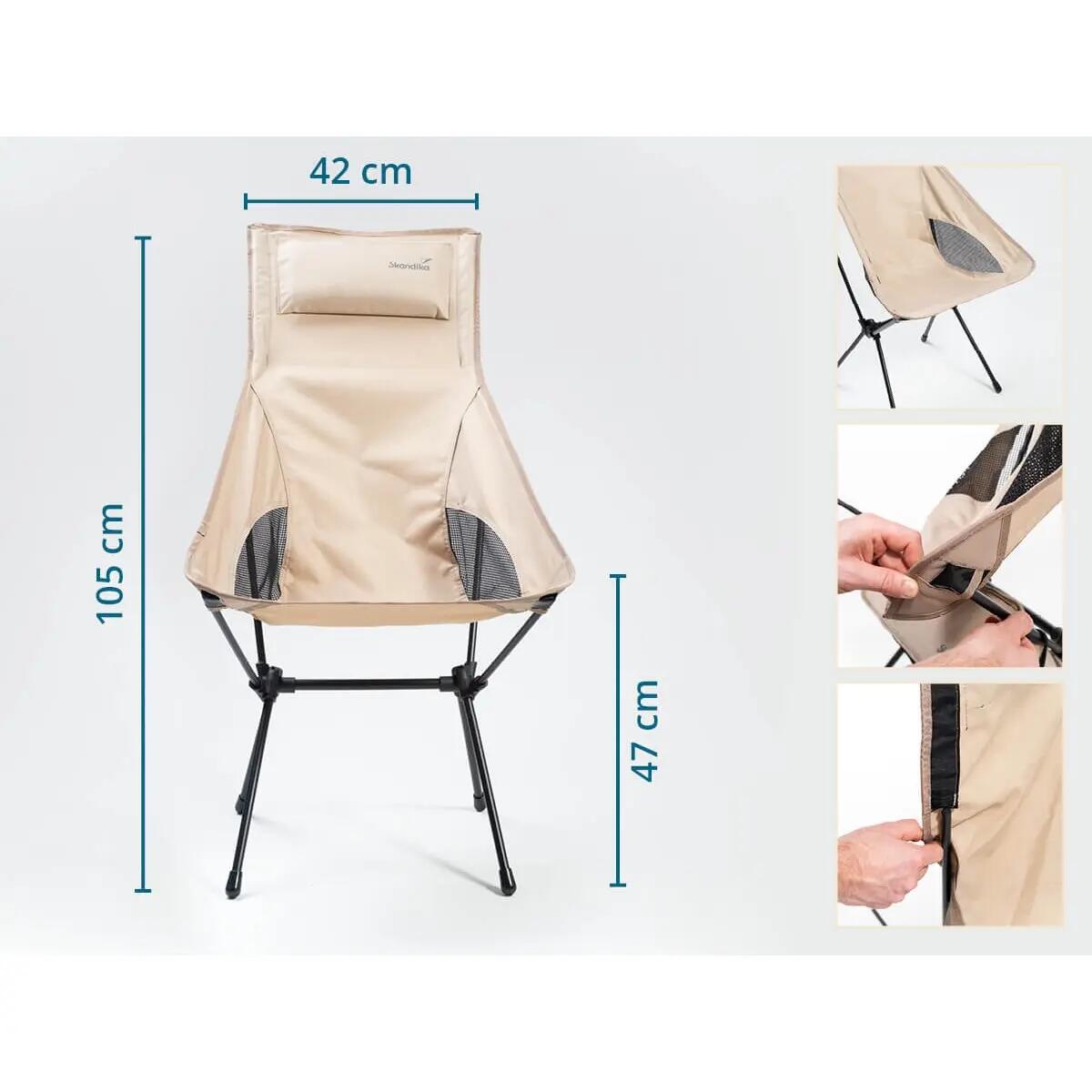 Camping szék Solig – összecsukható szék – 120 kg-ig terhelhető – acél váz 4/8