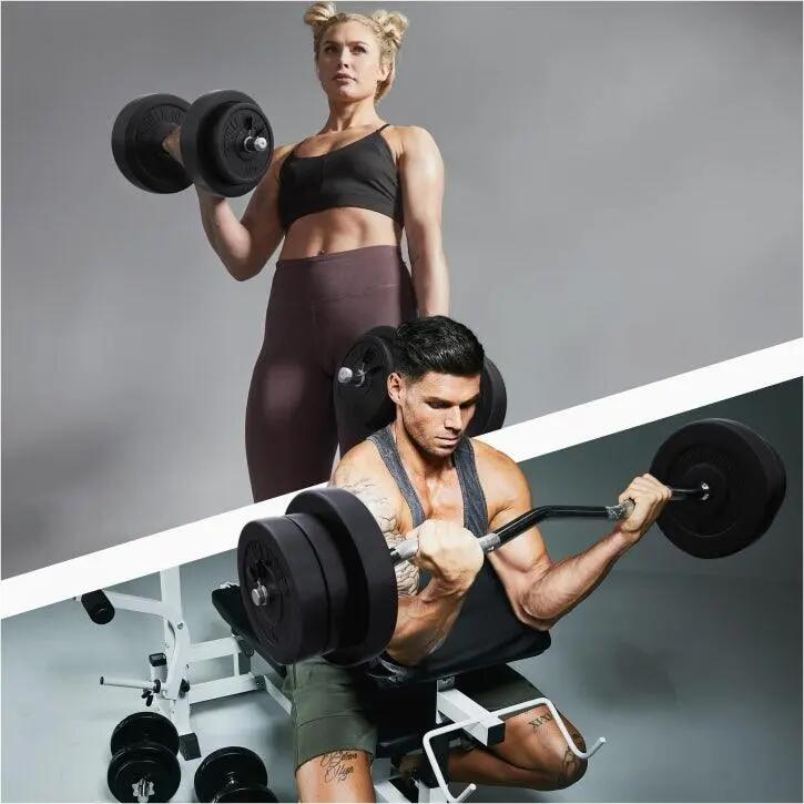 EZ-Curlset 70 kg - Kunststof - Halters met gewichten -Veersluiting 30 mm 6/7