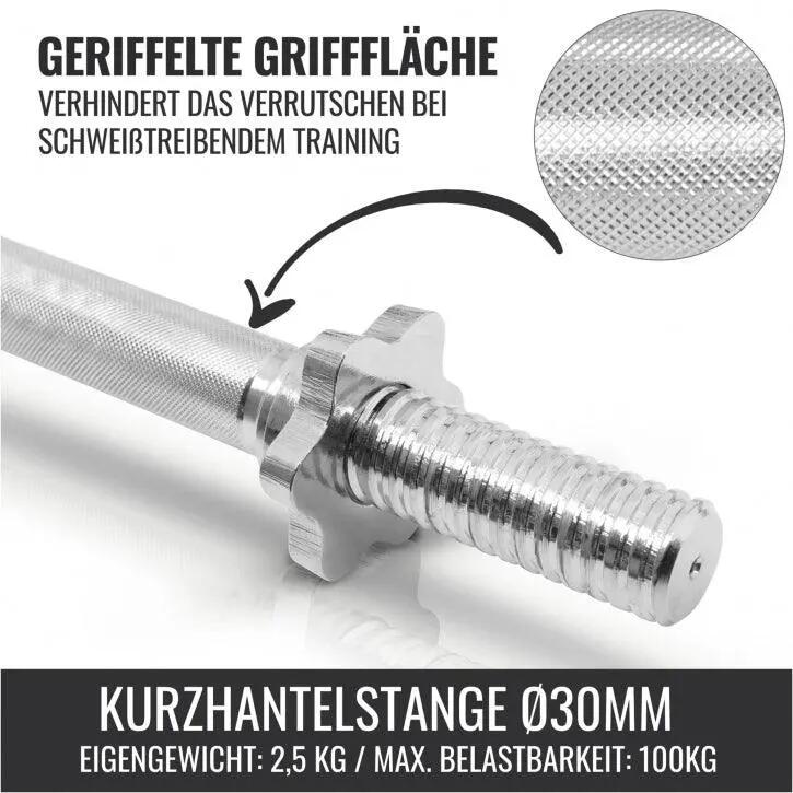 Haltères Gorilla Sports gris fonte, barres moletées 8/15