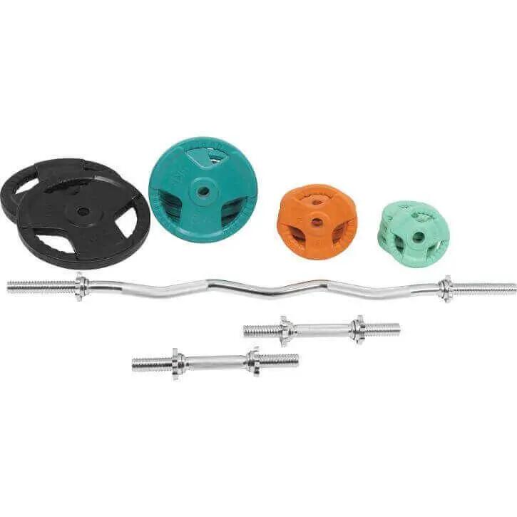 EZ-curlset 70 kg Gietijzer Rubber Coating  - Halter met gewichten - 30 mm 4/8