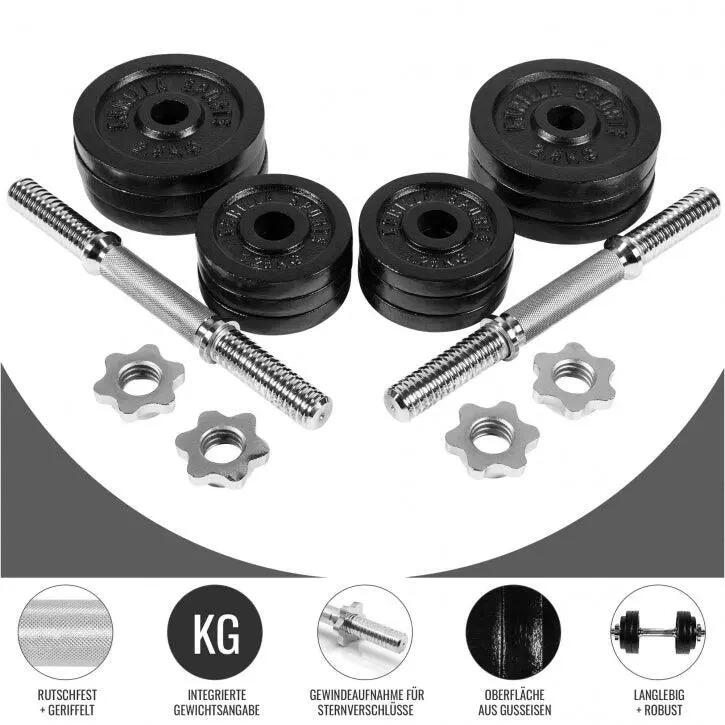 Dumbellset - Halterset - Gripper Gietijzer zwart - 30 kg 7/12