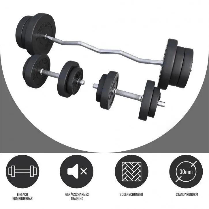 EZ-Curlset 70 kg - Kunststof - Halters met gewichten -Veersluiting 30 mm 3/7