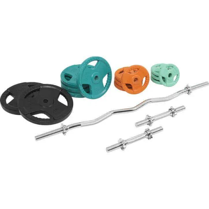 EZ-curlset 70 kg Gietijzer Rubber Coating  - Halter met gewichten - 30 mm 2/8