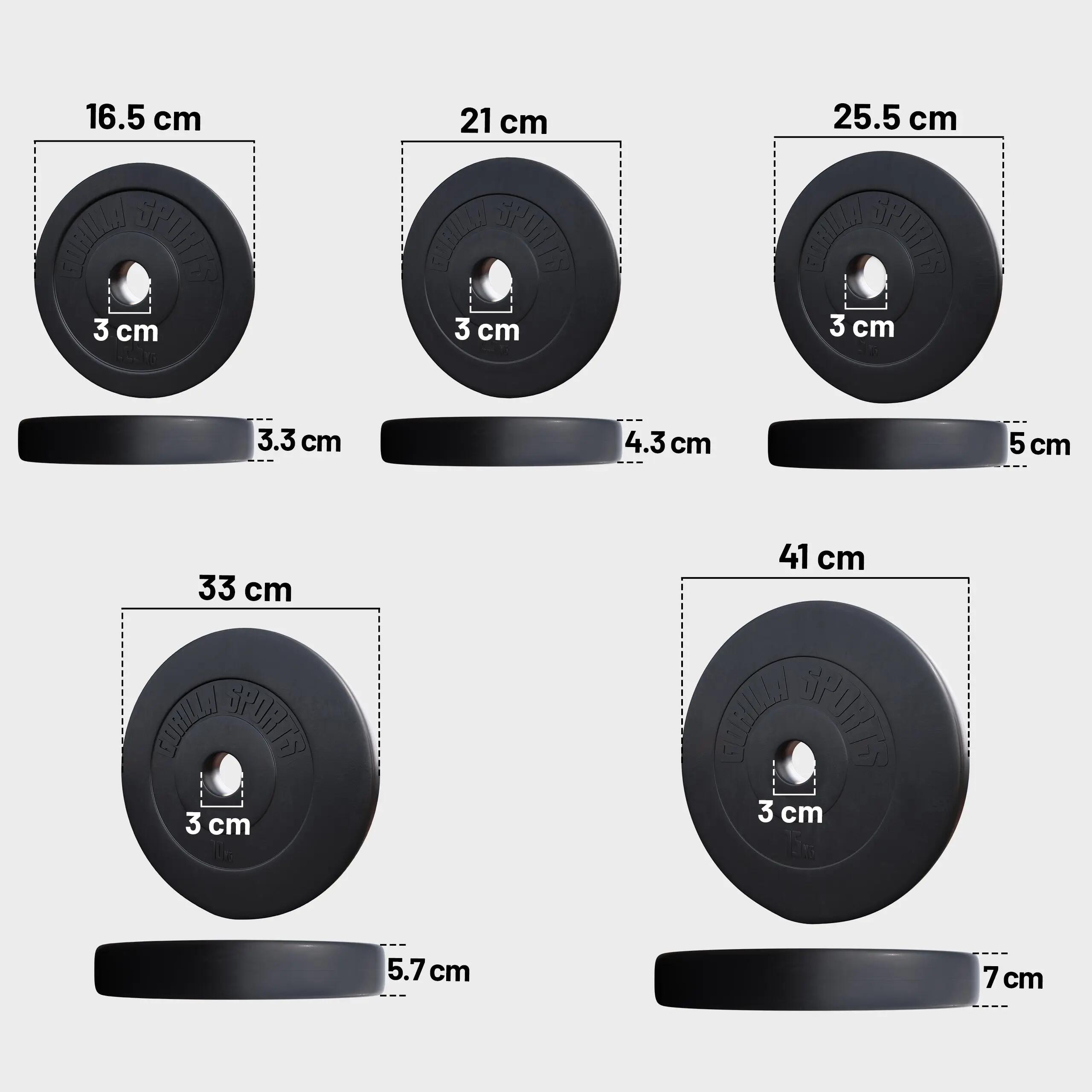 Haltères GORILLA SPORTS Langhantelset noir plastique 30mm 6/9