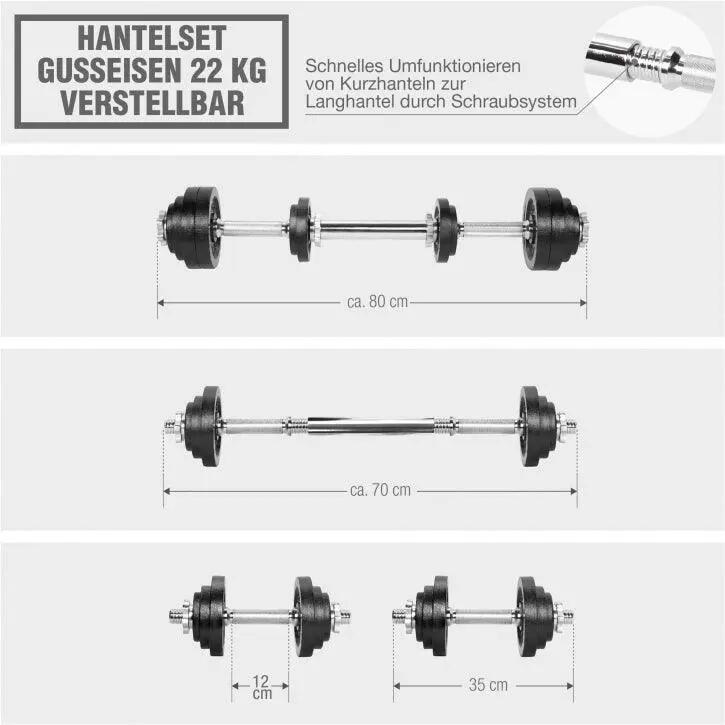 Set gantere fonta 22 kg reglabil 2 in 1 5/15