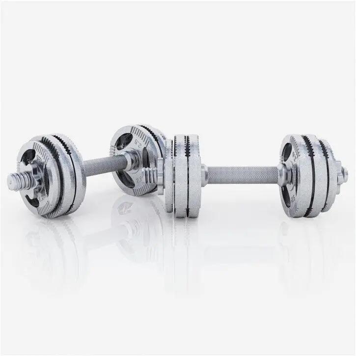 Haltères Gorilla Sports gris fonte, barres moletées 2/15
