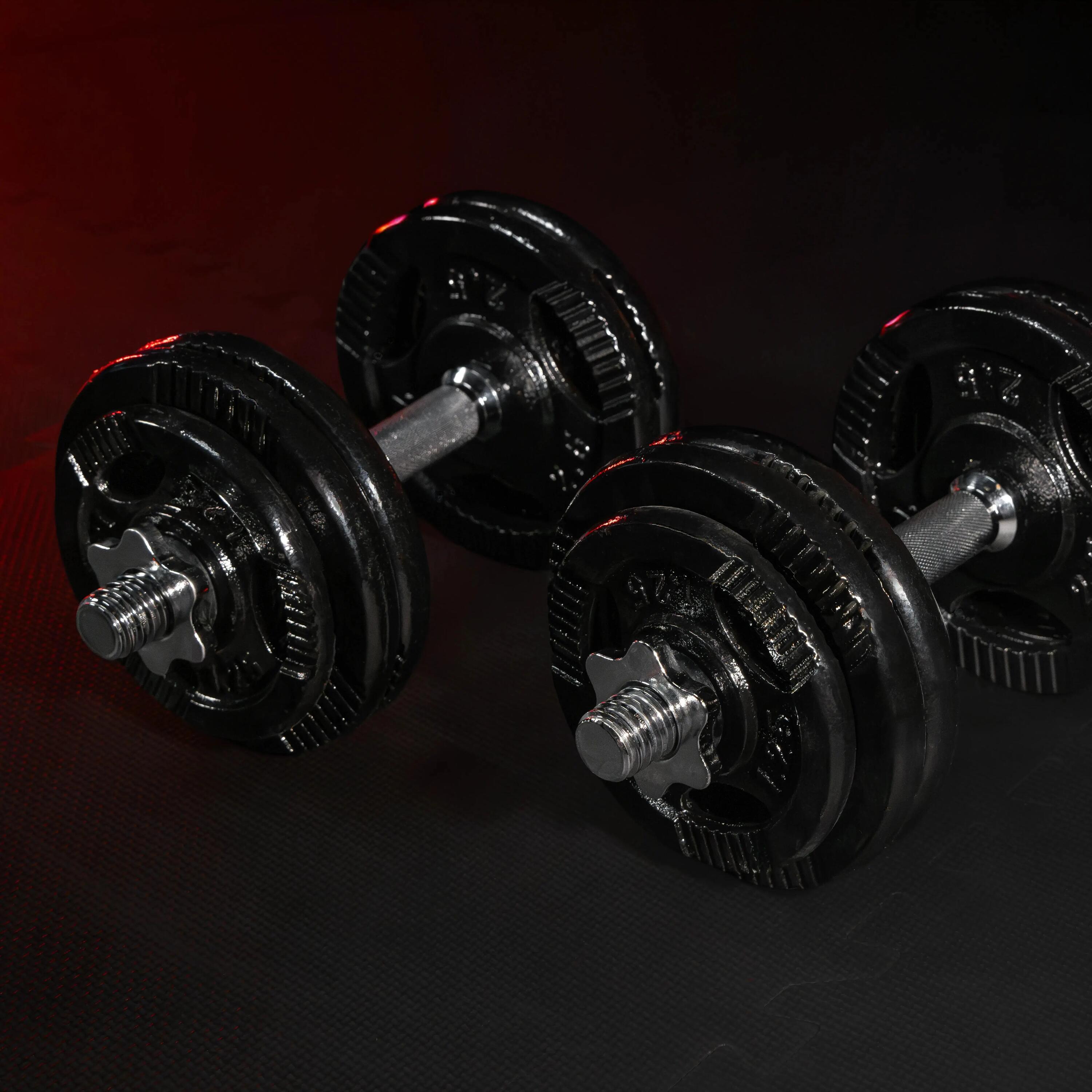 Dumbellset - Halterset - Gripper Gietijzer zwart - 30 kg 11/12
