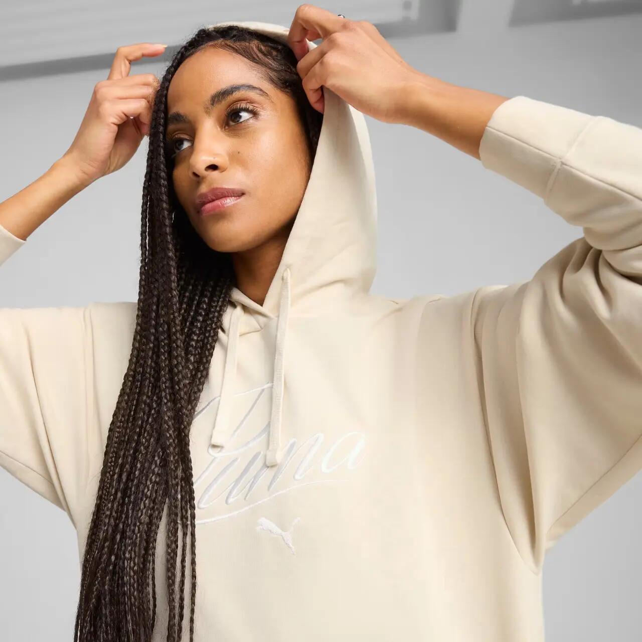 Puma Ess Script Comfort Hoodie femme crème 5/6