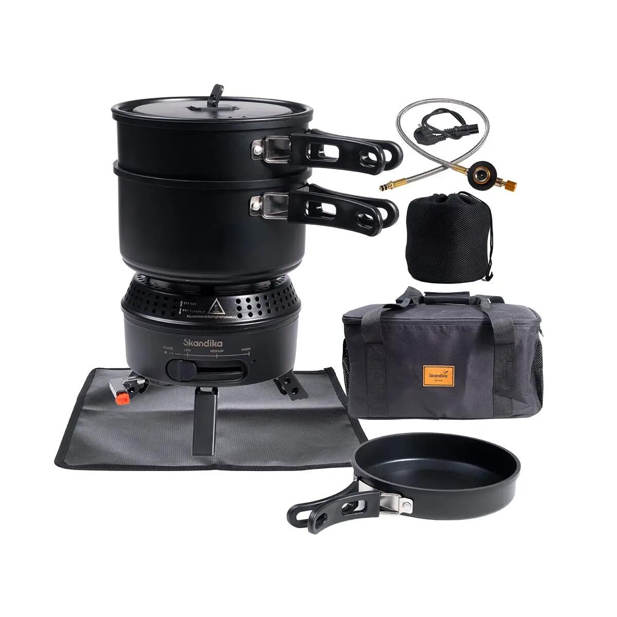 Rask Hybrid – campingfőző készlet – 2‑az‑1‑ben: áram vagy gáz – piezogyújtás 8/15