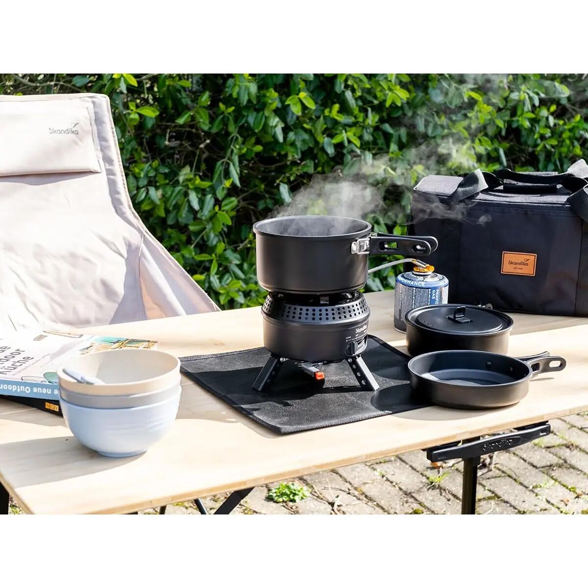 Rask Hybrid – campingfőző készlet – 2‑az‑1‑ben: áram vagy gáz – piezogyújtás 2/15