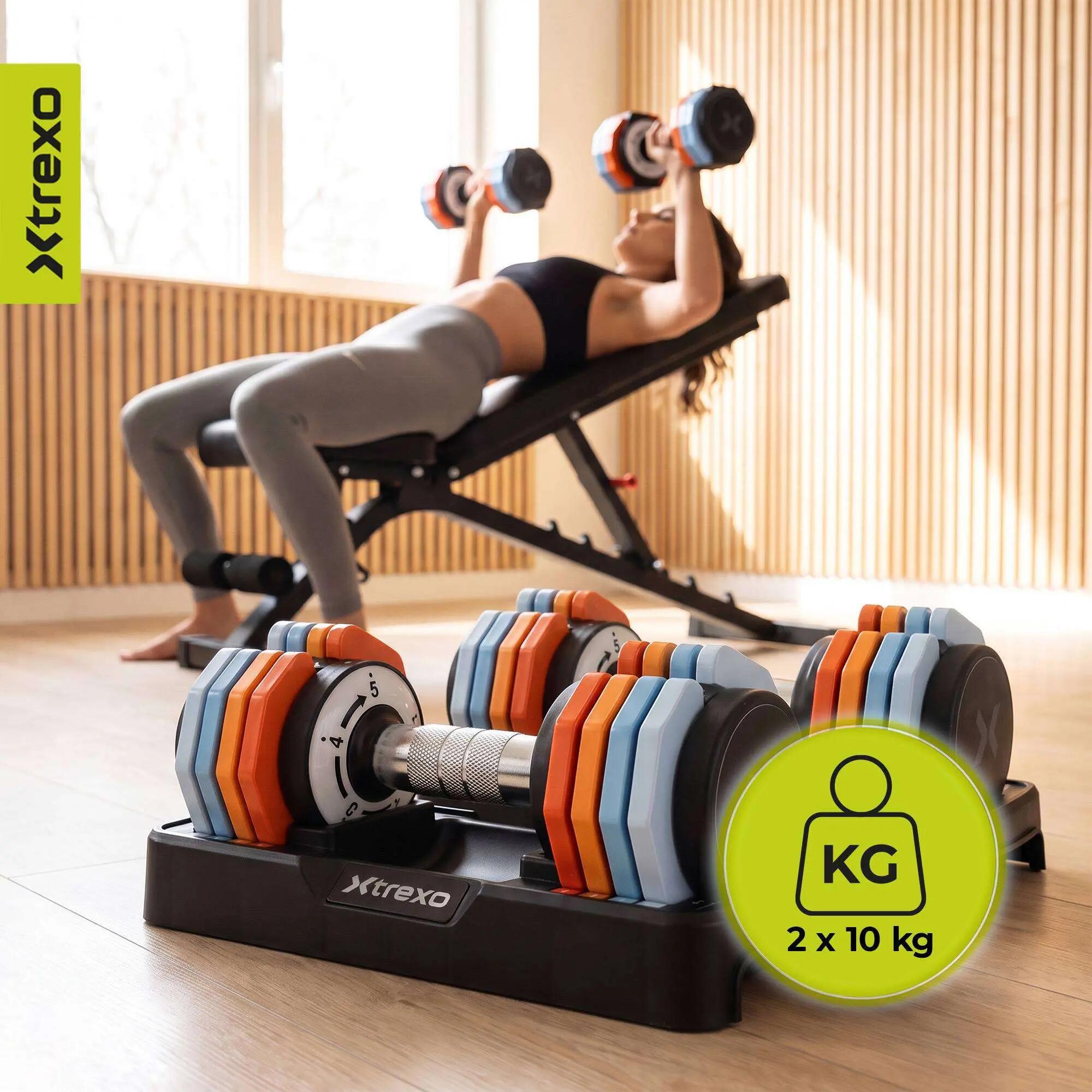 XTREXO állítható súlyzókészlet 2 x 10 kg 8/8