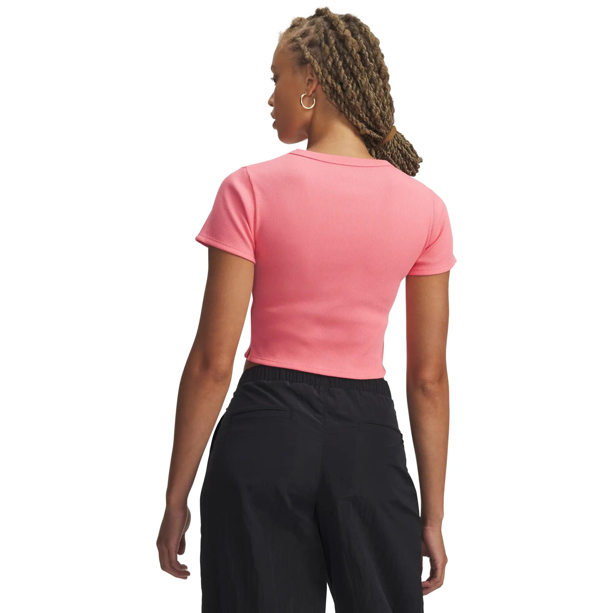 Maglietta Corta A Costine Donna Under Armour Rosa Bianco 5/6